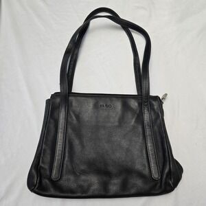 Tignanello Tig. Two‎ Black Pebble Leather Double Strap Shoulder Purse Capsule